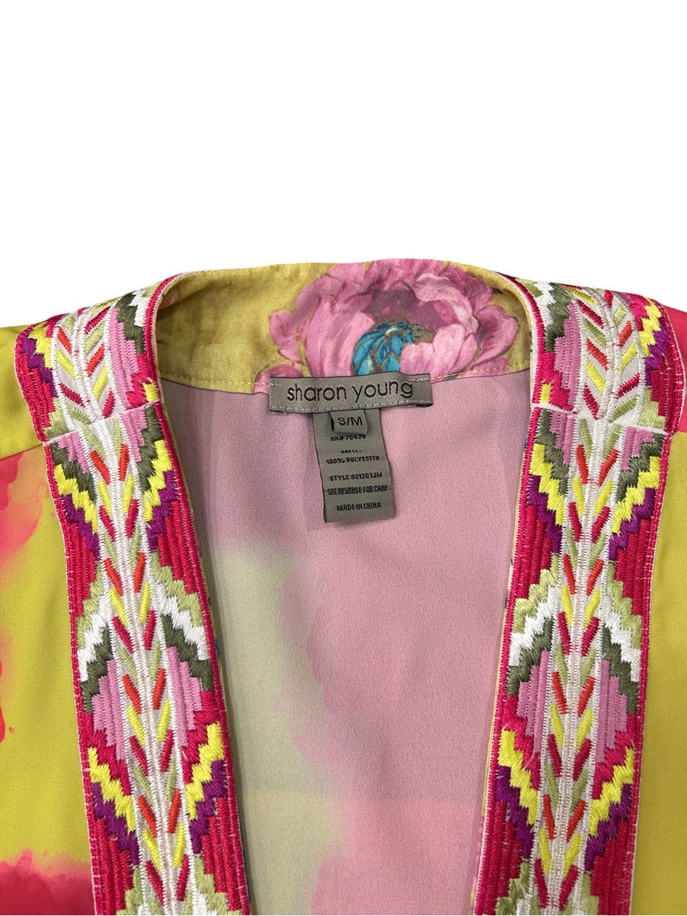 Sharon Young Summer In Bloom Abstract Print Kimono Size S/M - Picture 6 of 11